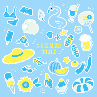 夏季材质矢量图标插图
