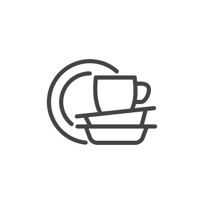 轮廓图标餐具盘子杯子盘子洗。
