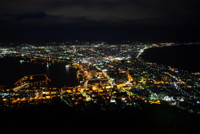 函馆山市景-百万美元的夜景镇。