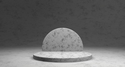 极简的展示与空白的空间。空大理石讲台展示产品。3 d渲染。