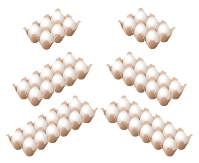 Flat isometric illustration of eggs in the differe