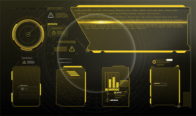 信息框条和现代数字信息框架布局模板。适合游戏UI/UX。矢量插图一套现代框架，