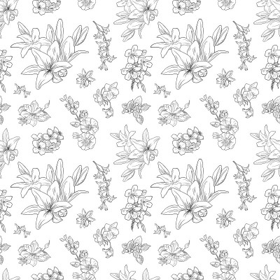 Lily pattern, floral ornament, toile de jouy. Seam
