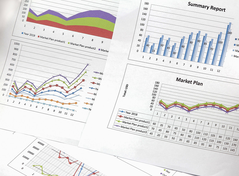 总结报告和财务分析市场计划。