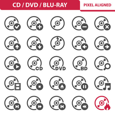 CD, DVD，蓝光图标