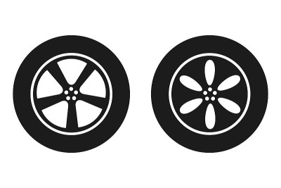 Two black auto tire icon - stock vector