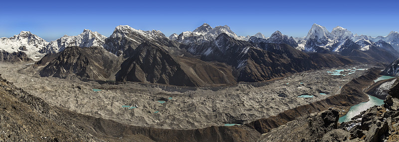 从Gokyo Ri，尼泊尔，珠穆朗玛峰山脉的全景