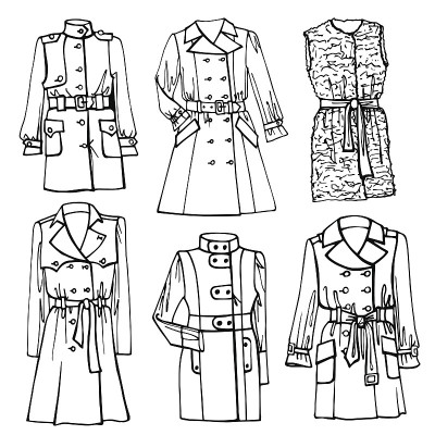 粗略的轮廓服装。雌性外套组