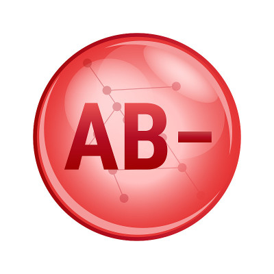 AB -阴性，矢量医疗图标表示健康，献血。A和B抗原，红细胞。