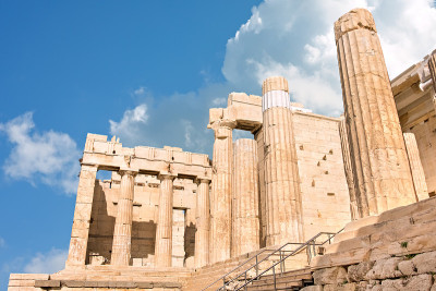 希腊雅典卫城的古老大门Propylaea