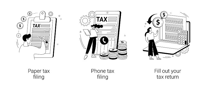 纳税申报期抽象概念矢量插图。