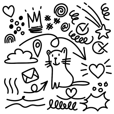 手绘固定元素，用于概念设计。矢量插图。
