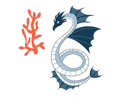 海龙。卡通动物的性格。矢量插图孤立在白色背景。