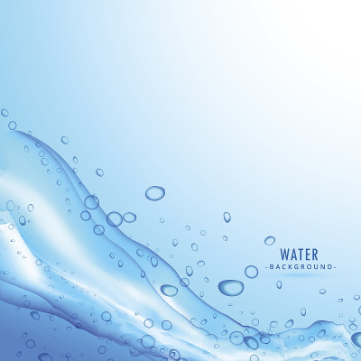 水飞溅液体在蓝色背景