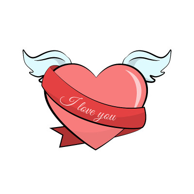 Heart valentines card with wings