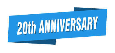 20周年横幅模板。20周年缎带标签标志