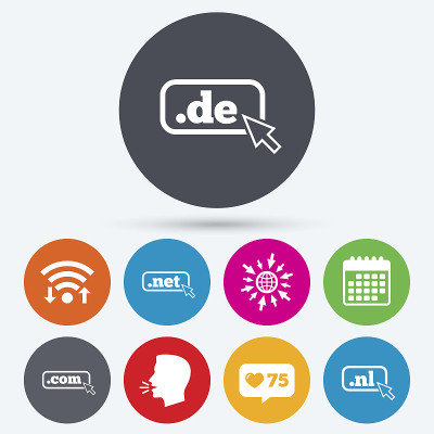 顶级域名的迹象。De, Com, Net和Nl。