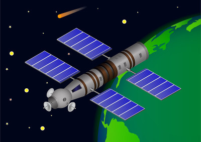 矢量三维插图宇宙飞船或卫星