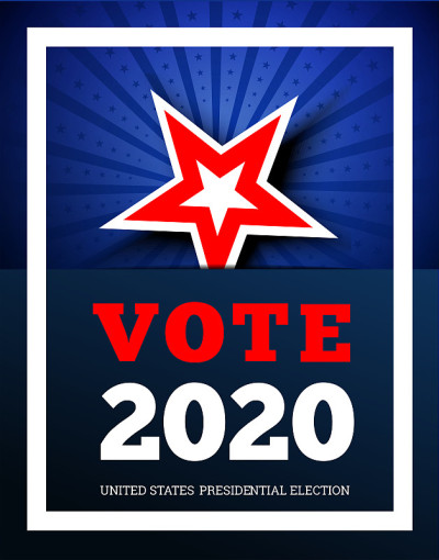 在美国投票2020年。矢量插图背景与星