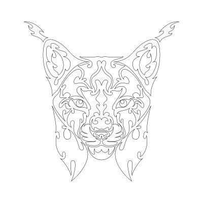 手绘的山猫的抽象肖像。矢量风格化插图纹身，标志，墙壁装饰，t恤印花设计或外套。这幅画在织物或帆布上画