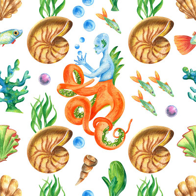海底水彩插图