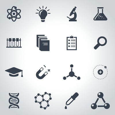 向量黑色科学图标设置