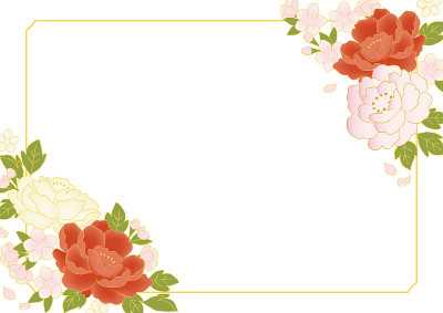 Peach blossom and peony japanese pattern frame bac