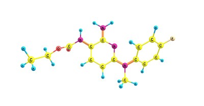 白色上分离的氟吡丁分子结构