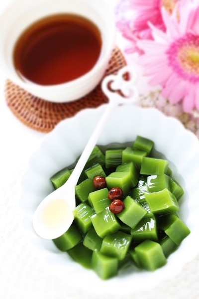 日本料理，绿茶冻