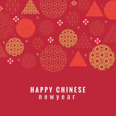 2020年中国新年贺年卡与横向边界的亚洲图案