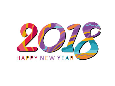 充满活力的矢量模板2018。新年快乐!