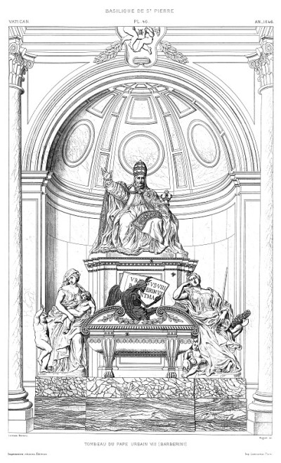 圣彼得大教堂:教皇乌尔班八世(Maffeo Barberini)的坟墓1648年，由梵蒂冈1882年