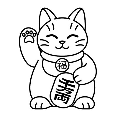 孤立的卡哇伊亚洲猫。Neko举起一只手