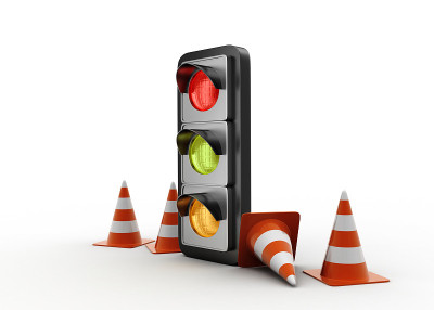 有道路分隔的交通灯信号