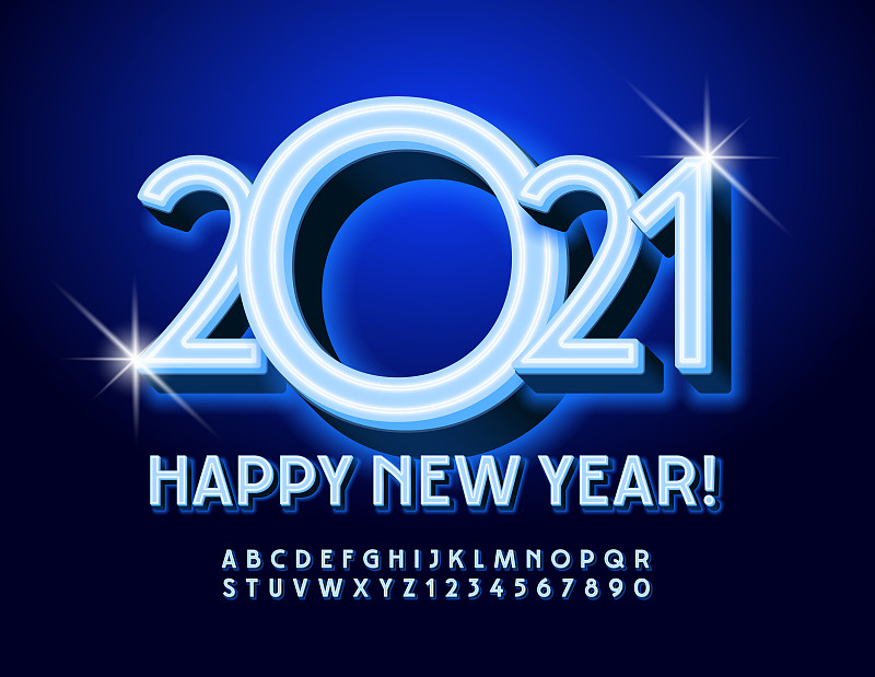 Vector illuminated greeting card Happy New Year 20