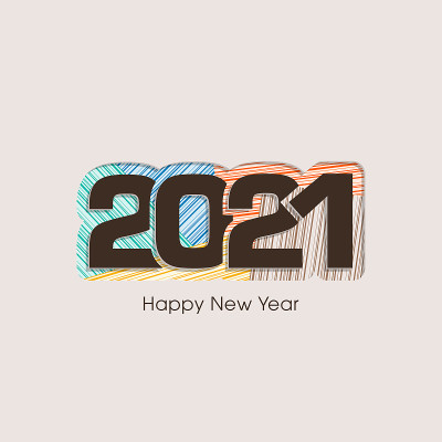2021年新年快乐文本设计向量。