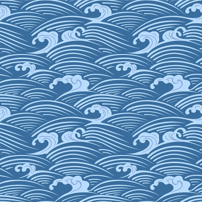 日本风暴海浪艺术矢量无缝模式