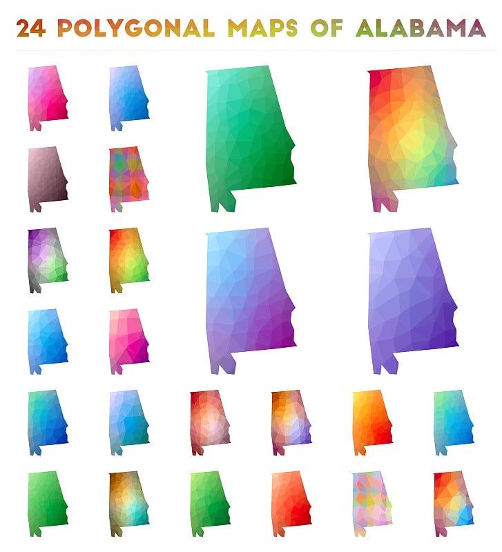 阿拉巴马州的向量多边形映射集。