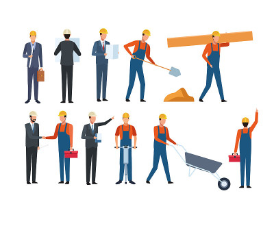Construction set worker and architect