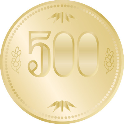 500日元硬币孤立矢量插图