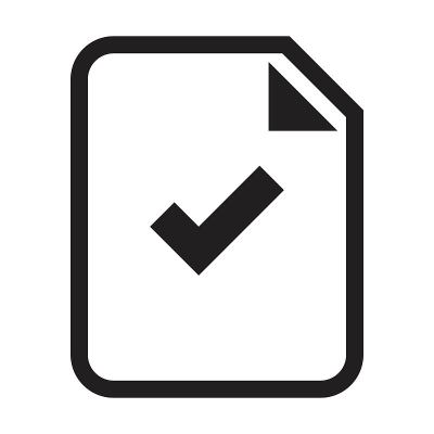文档图标矢量，在一个轮廓字形象形图中为业务和财务打勾