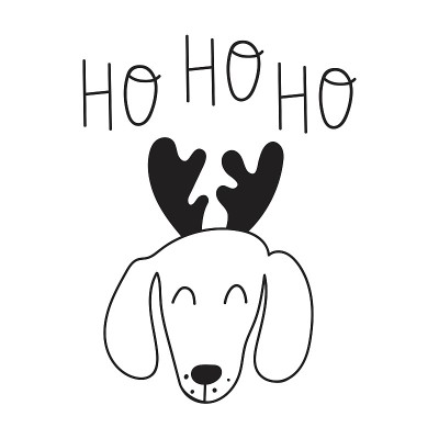 Ho Ho Ho)。长着鹿角的腊肠犬。圣诞节的概念。