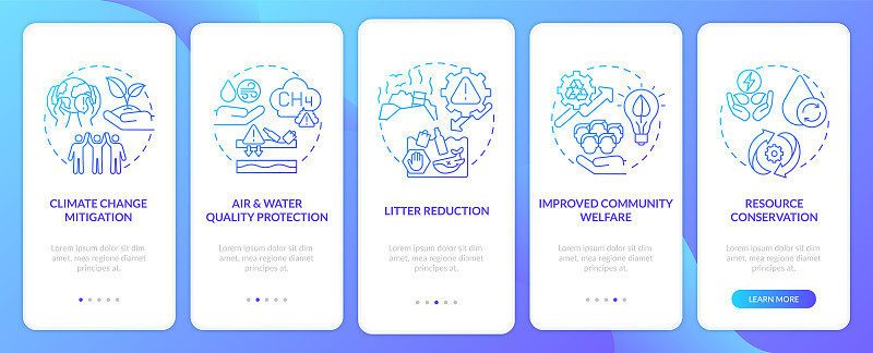 可生物降解的废物减少登陆移动应用页面屏幕的概念