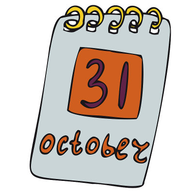 台历日期10月31日，矢量装饰元素，彩色插图