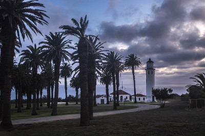 日落时分，从Palos Verdes, CA的Vicente灯塔看风景