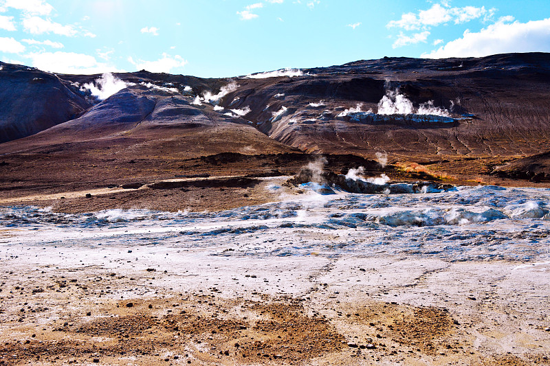 冰岛Namafjall的火山喷发场。地热美丽风景。