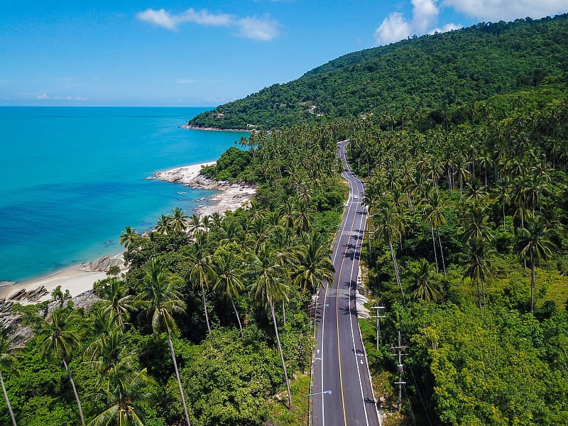 哈诺姆区海滩道路鸟瞰图