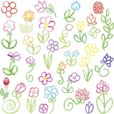 收集蜡笔花向量