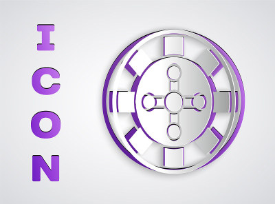Paper cut Casino roulette wheel icon isolated on g