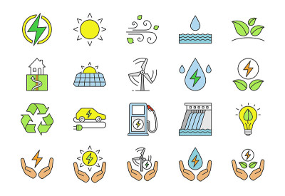 Alternative energy sources icons